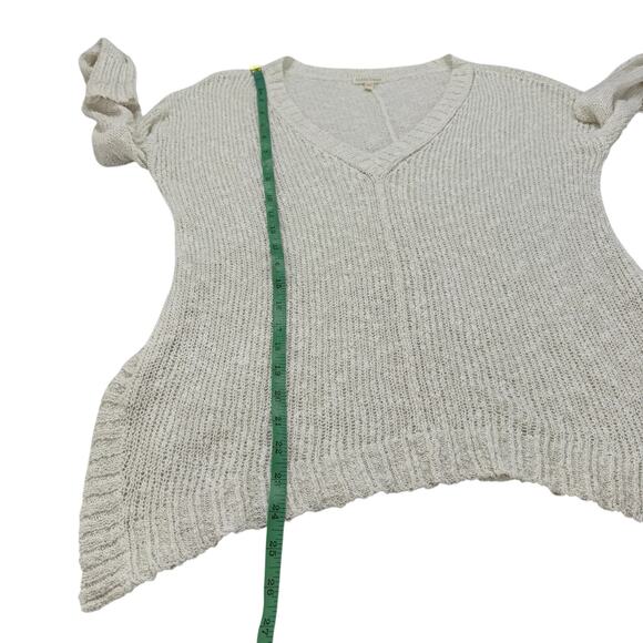 EILEEN FISHER Open Knit V-neck Pullover Sweater Snow White Sz Small Linen Blend - Picture 9 of 10